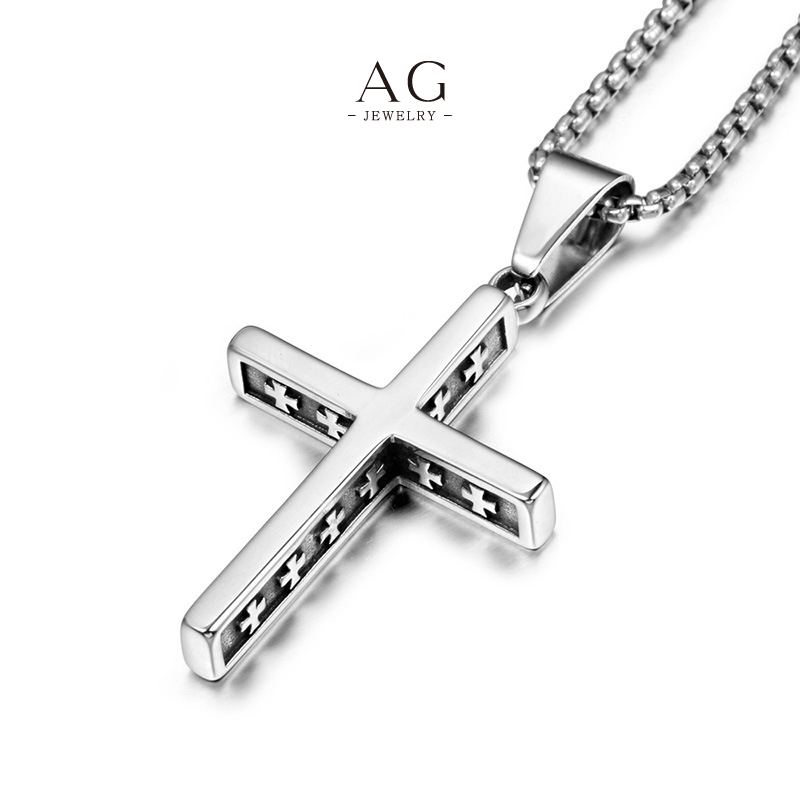 AG Men‘s Stainless Steel Cross Necklace Direct Factory Price Small MOQ B2B Supplier AGSP757
