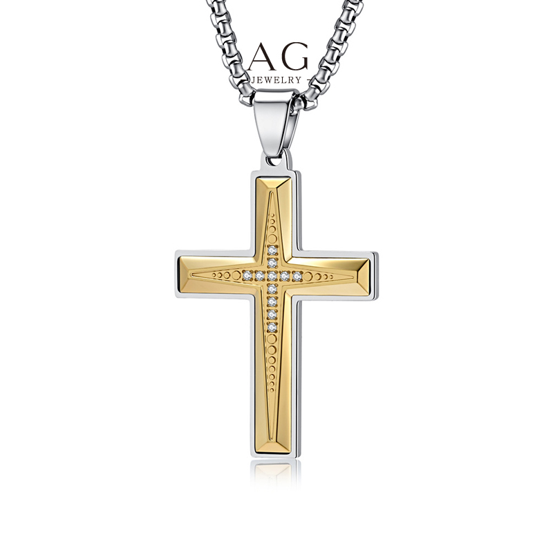 AG Men's Stainless Steel Cross Necklace Wholesale Price Worldwide Shipping Supplier AGDZ162