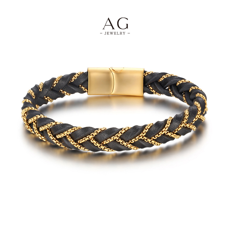 AG Men's PU Braided Bracelet Direct Factory Bulk Orders AG JEWELRY AGYL634