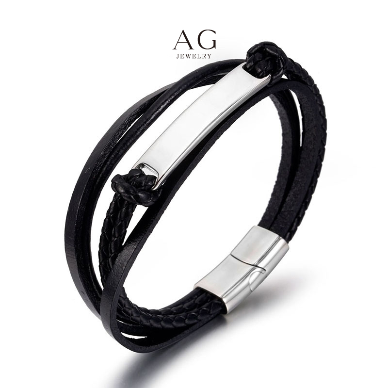 AG Men's PU Slide Adjust Bracelet Low MOQ Custom Service AGYL066