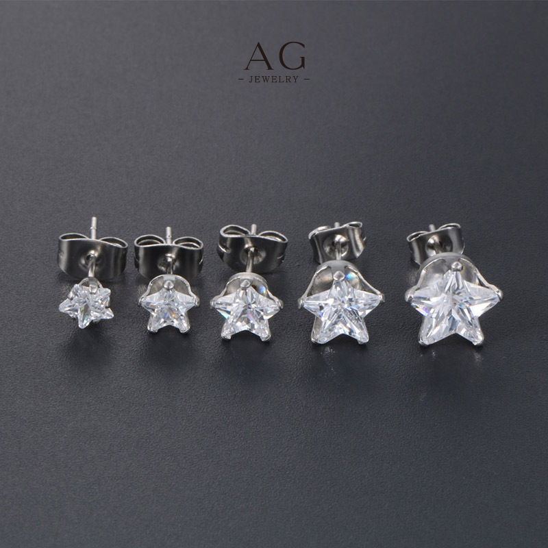 AG Men‘s Star Zirconia Stud Earrings Multi Size Celestial Collection Wholesale Distributor AG JEWELRY AGCF067