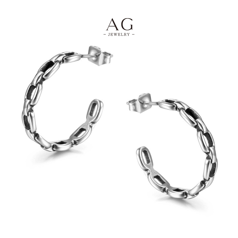 AG Men’s Stainless Steel Curve Earrings Contemporary Jewelry Bulk Supplier AGCF138