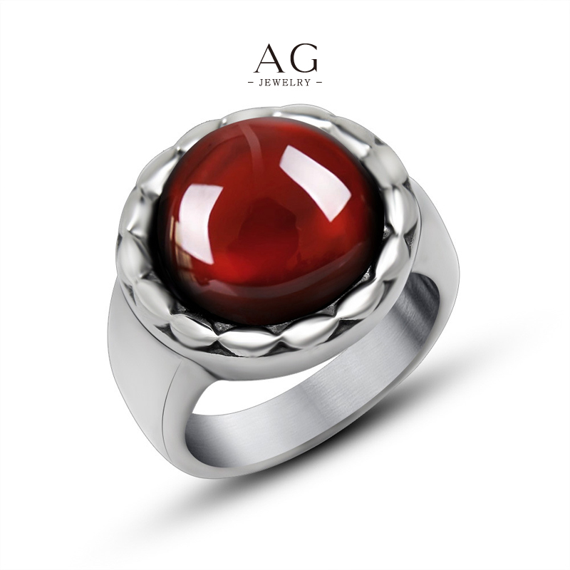 AG Men's Round Stone Ring Sapphire Ruby Color Jewelry Line Wholesale Supplier AGSA703