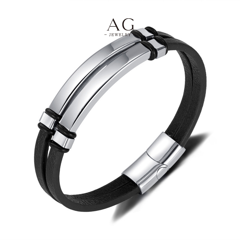 AG Men‘s PU Cord Bracelet Outdoor Lifestyle Jewelry Line Wholesale Supplier AGPH1592