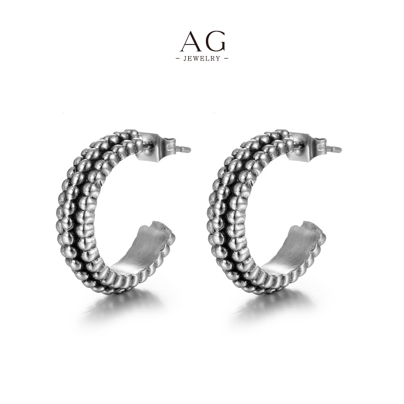 AG Men‘s C Shape Hoop Earrings Modern Minimalist Line OEM Manufacturer AG JEWELRY AGCF135
