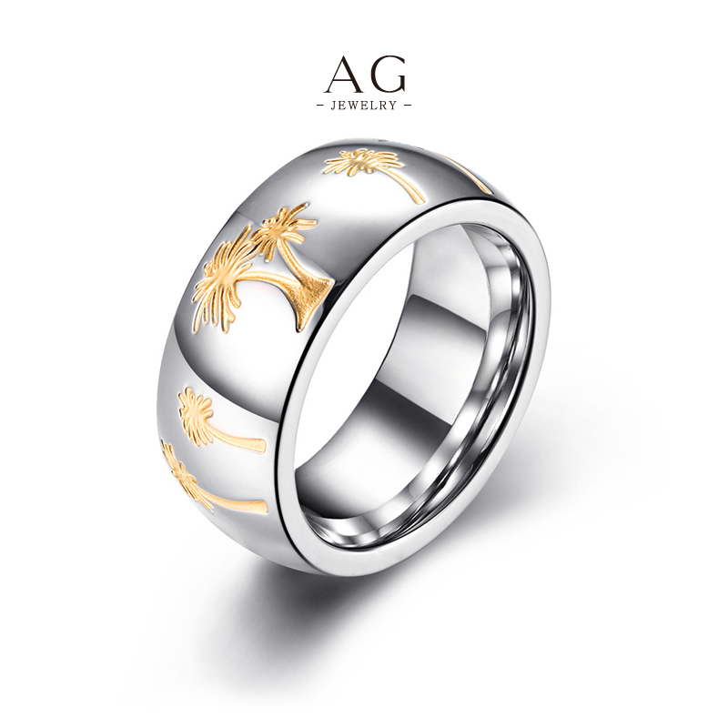 AG Men's Palm Tree Ring Tropical Theme Jewelry Resort Wear Supplier AG JEWELRY AGJZ011 
