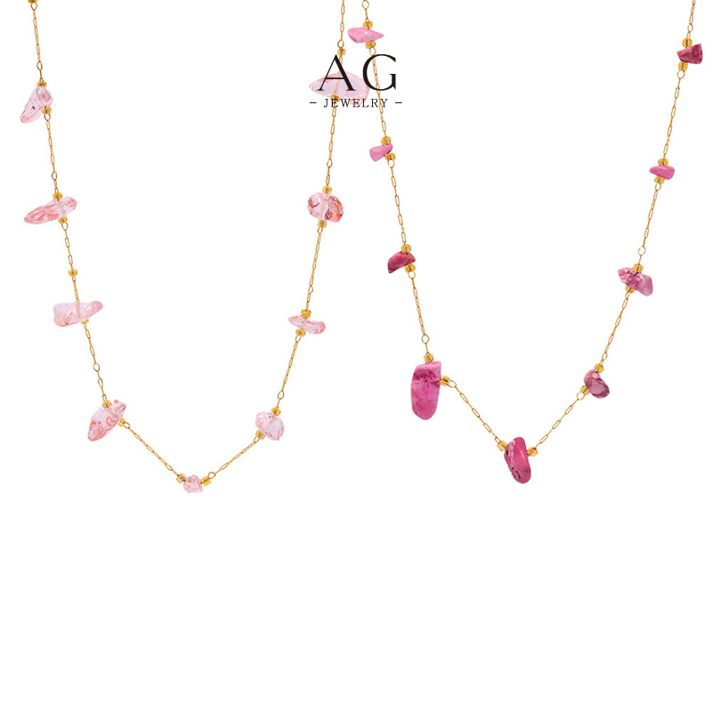 AG Crushed Gemstone Fragment Necklace Raw Organic Jewelry Line Bulk Order Supplier AGP2155