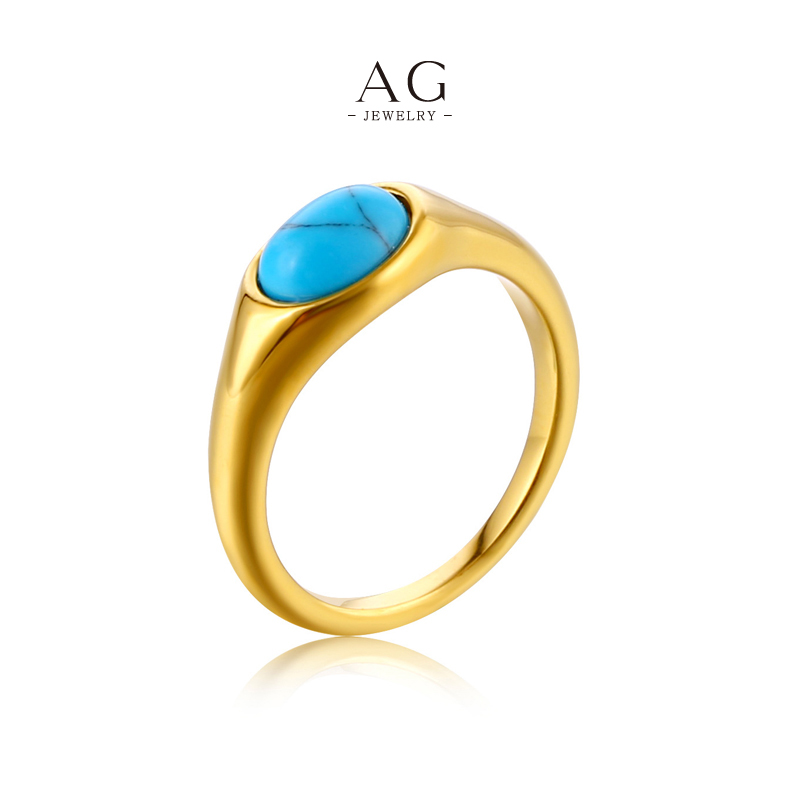 AG Cat&lsquo;s Eye Turquoise Green Agate Statement Ring Protective Gemstone Trio Jewelry Line Bulk Order Supplier AG20476