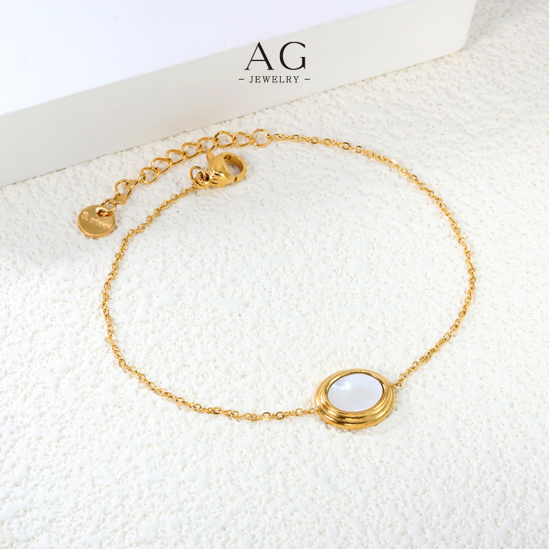 AG Natural Mother of Pearl Bead Bracelet Iridescent Jewelry Line Wholesale Supplier AG27430