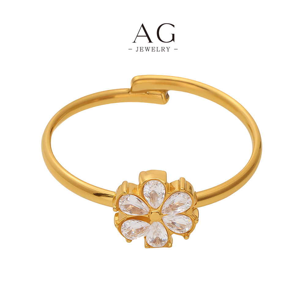 AG Stainless Steel Floral Ring Set Bulk Order Supplier Custom Design Accepted AGA749