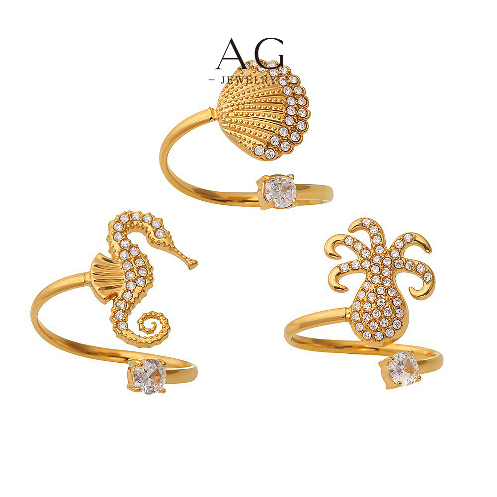 AG Stainless Steel Seahorse Ring Ocean Theme Jewelry Bulk Order Supplier AGA751