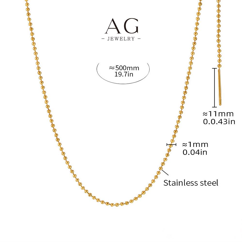 AG Beaded Chain Necklace Stainless Steel Industrial Chic Jewelry AGP1178