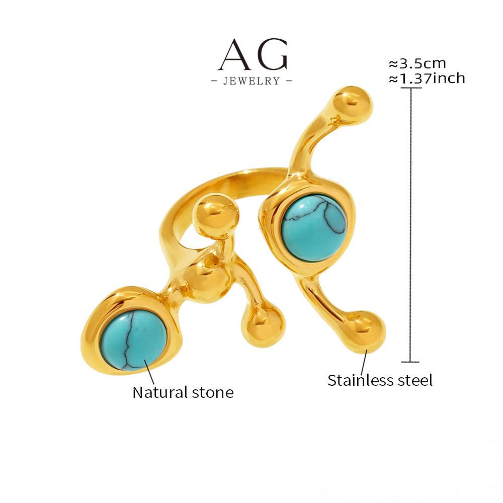 AG Stainless Steel Turquoise Art Ring Unique Design Jewelry Small MOQ Wholesale AGA058