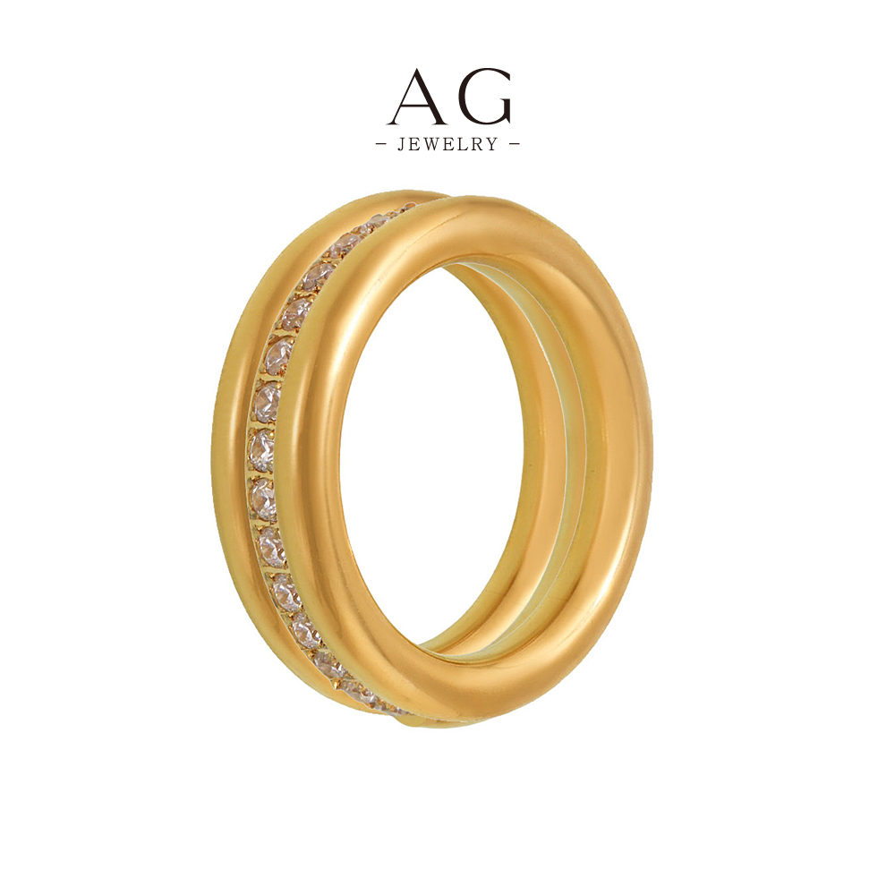 AG Stainless Steel Zirconia Eternity Ring Full Circle Sparkle Jewelry AGA725