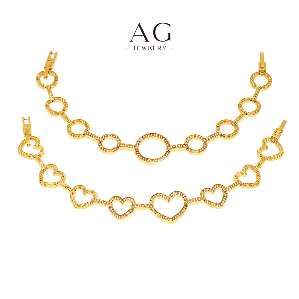 AG Stainless Steel Multi Charm Circle Pendant Necklace Layered Design AGE618