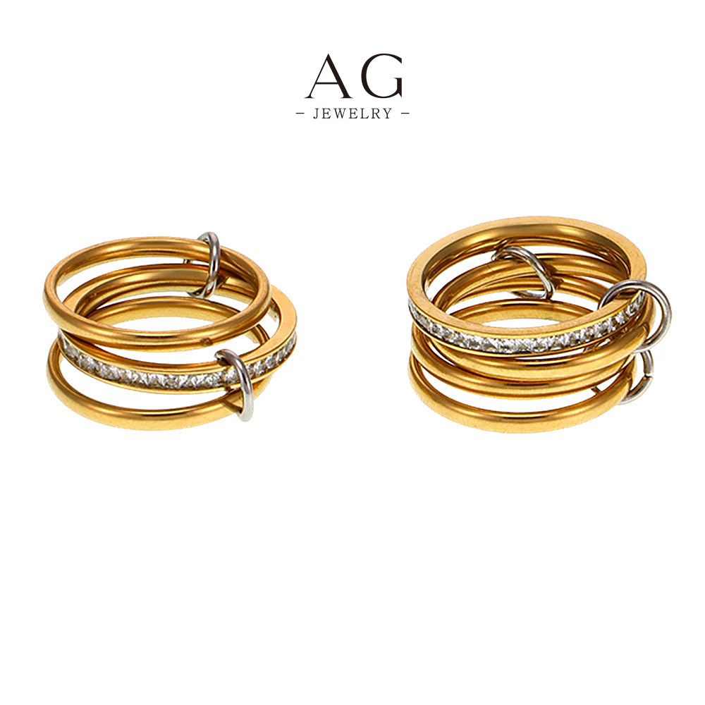 AG Stainless Steel Multi Coil Ring Viral TikTok Jewelry OEM Service Worldwide Shipping AGA985