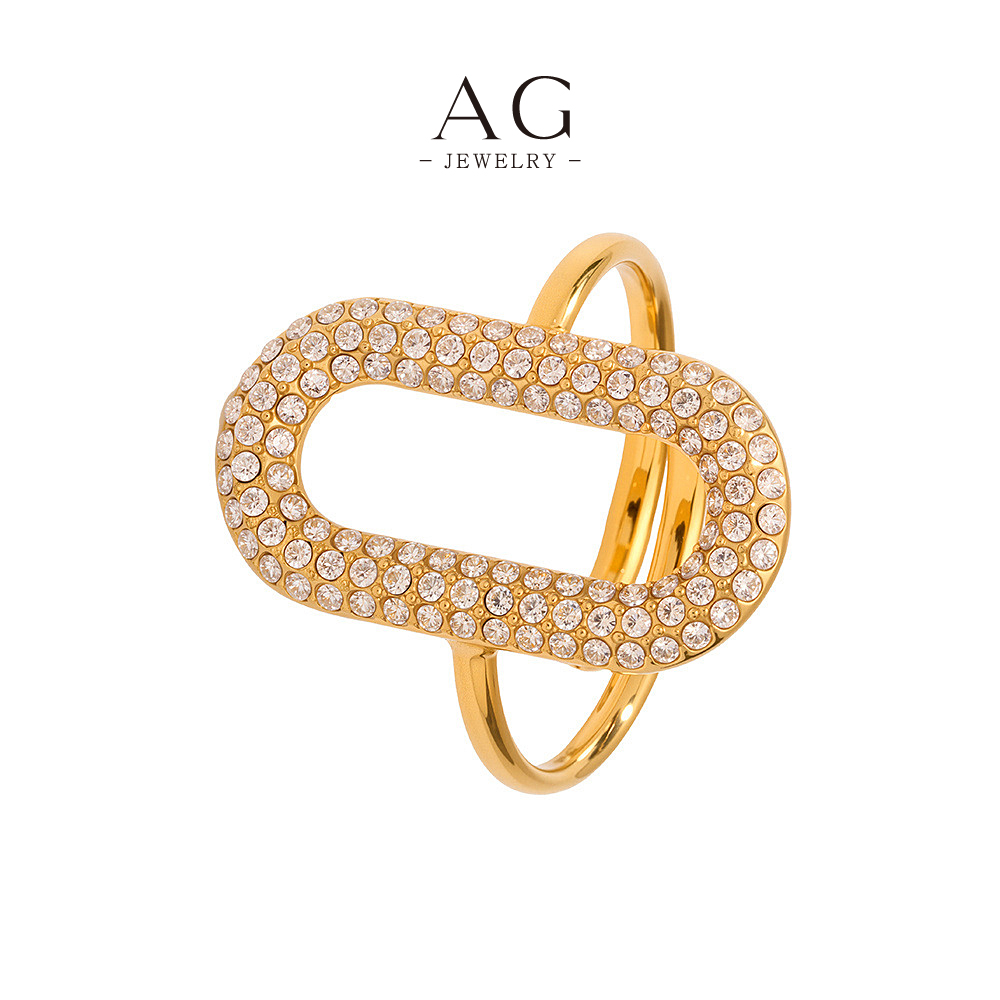 AG Stainless Steel Oval Full Zirconia Ring Jewelry Manufacturer Wholesale AGA769