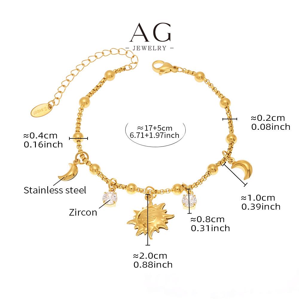 AG Stainless Steel Geometric Multi Pendant Bracelet Architectural Design Jewelry AGE651