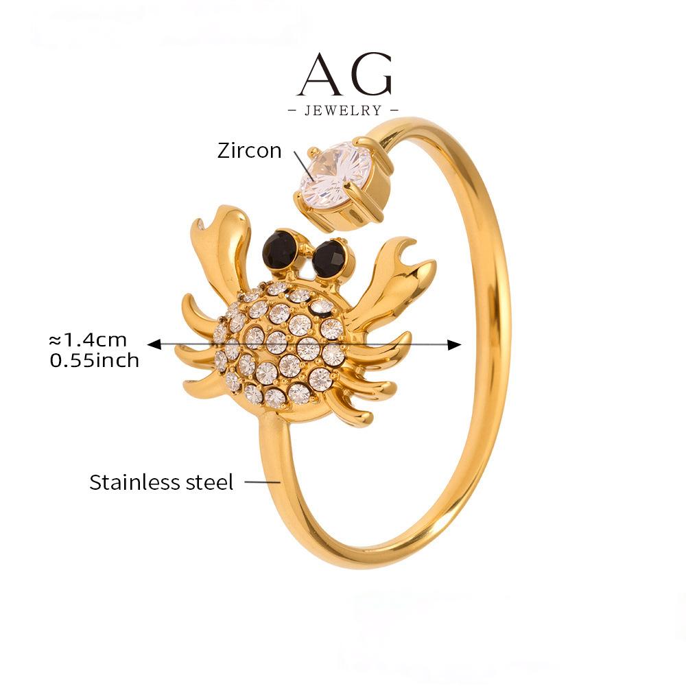AG Stainless Steel Crab Ring Marine Life Jewelry OEM Service Bulk Order AGA773