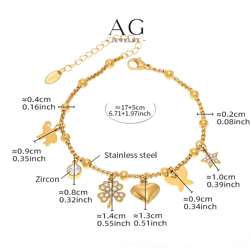 AG Stainless Steel Personalized Charm Bracelet Custom Name Jewelry Gif AGE641