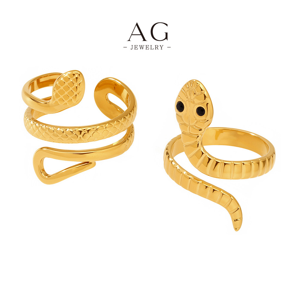 AG Stainless Steel Serpent Ring Animal Theme Jewelry Bulk Order Supplier BSCI Certified AGA787