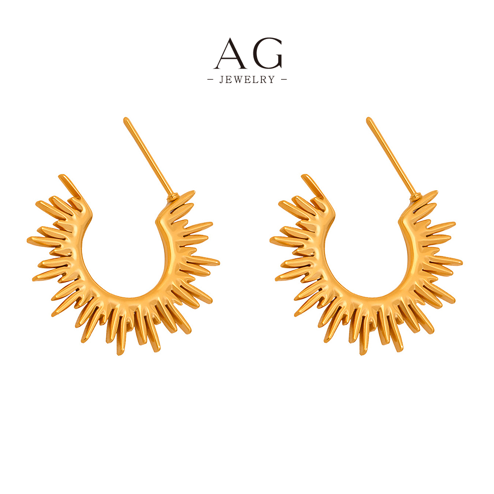 AG Stainless Steel Classic Design Stud Earrings Timeless Everyday Jewelry AGF102