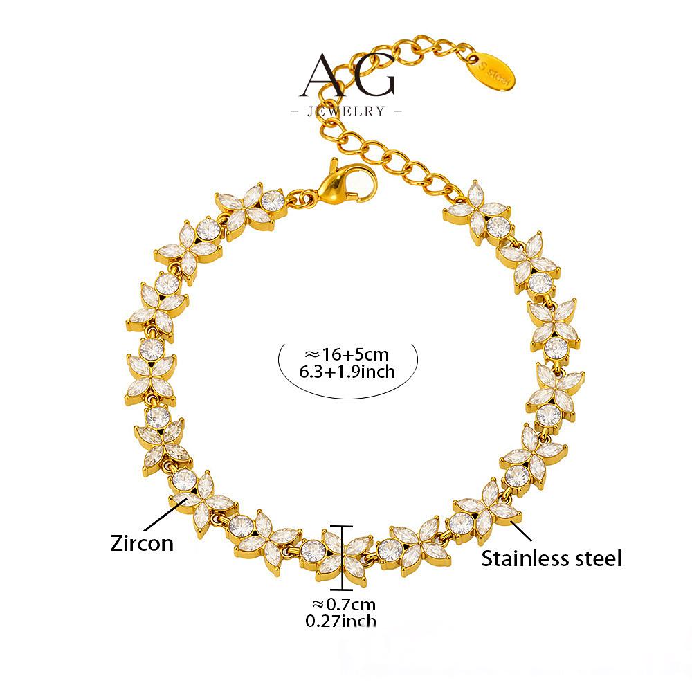 AG Stainless Steel Full Cut Zirconia Wedding Bracelet Bridal Jewelry Collection AGE663