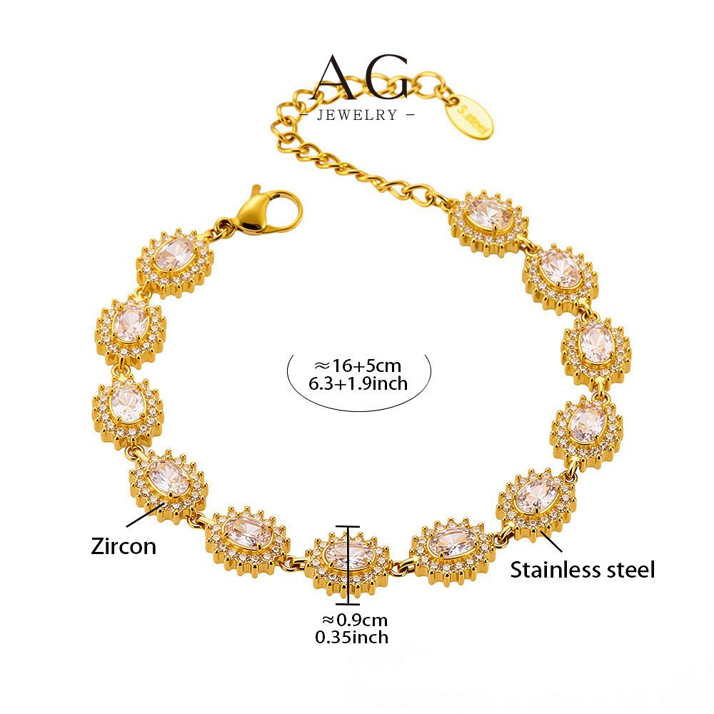 AG Stainless Steel Full Cut Zirconia Tennis Bracelet BSCI Certified Jewelry AGE664