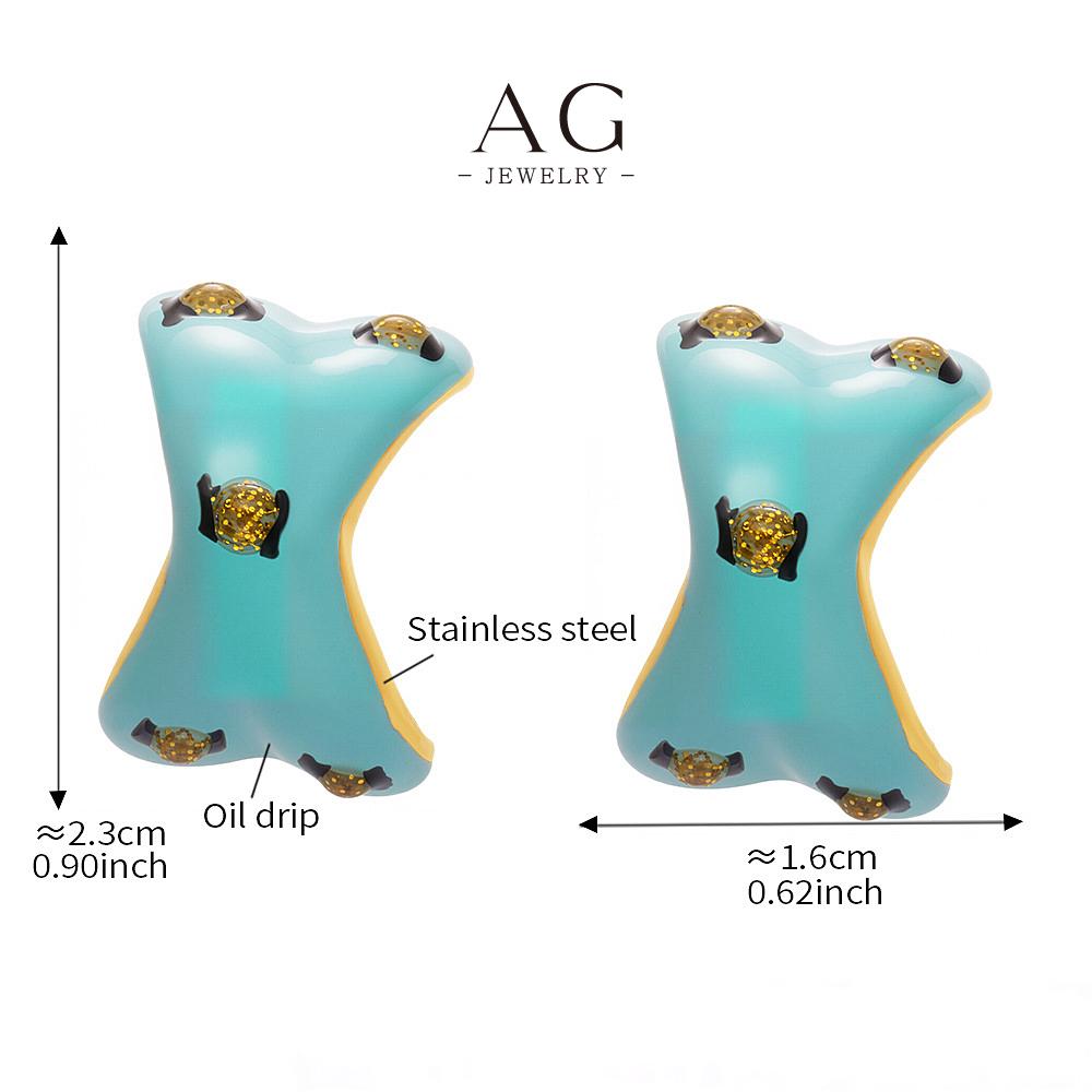 AG Stainless Steel Blue Resin Bow Earrings Cute Kawaii Jewelry AG JEWELRY AGF321