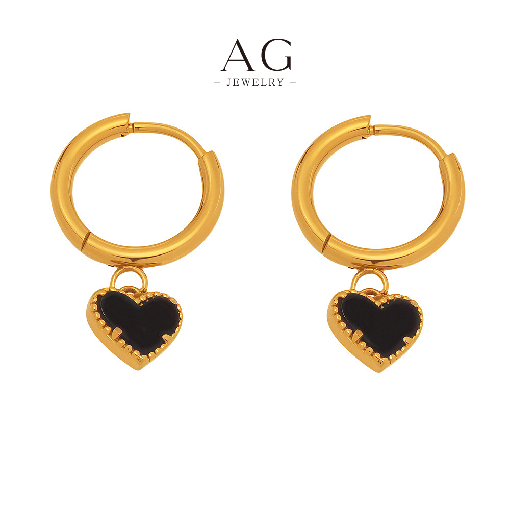 AG Stainless Steel Open Heart Earrings Dainty Everyday Wear AG JEWELRY AGF220