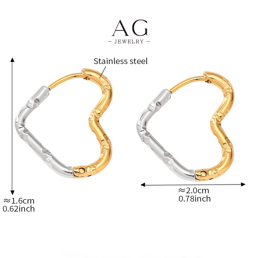 AG Stainless Steel Woven Heart Hoop Earrings Artisan Design AG JEWELRY AGF391