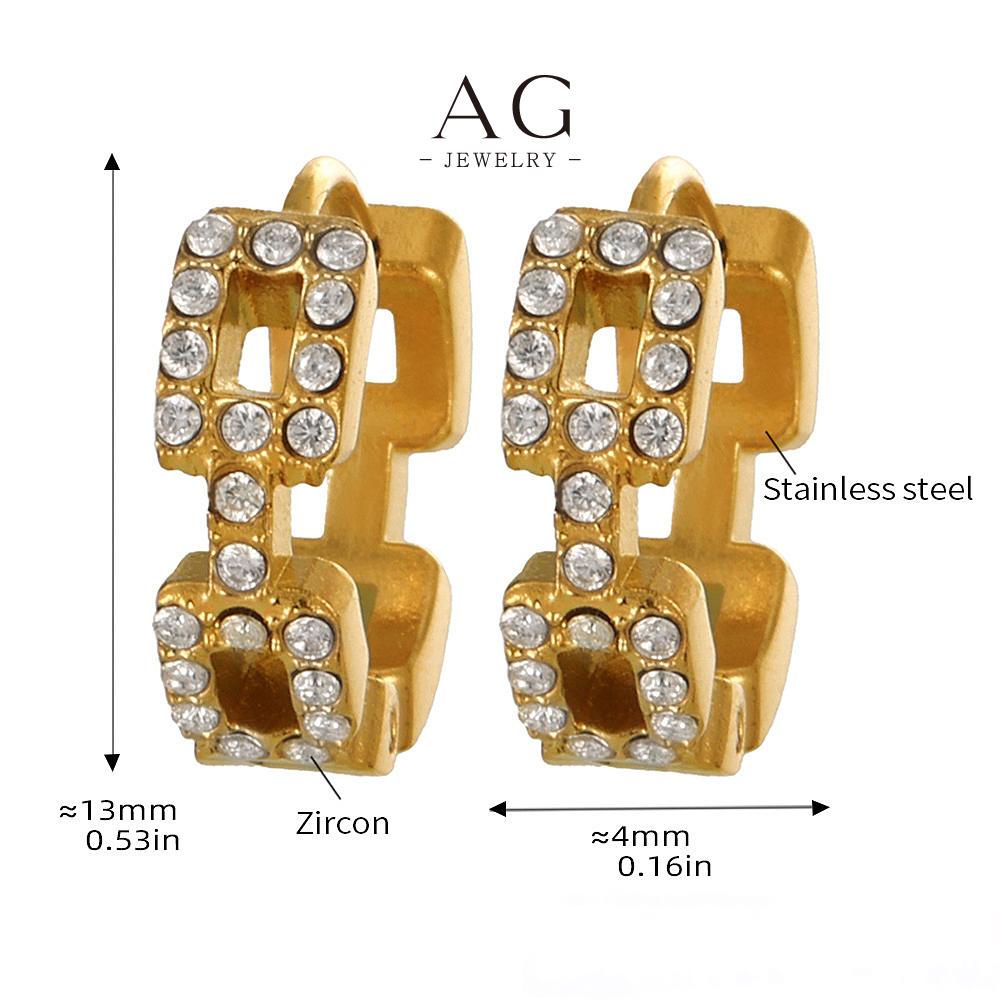 AG Stainless Steel Interlocking Logo Earrings Luxury Designer Style AGF1451