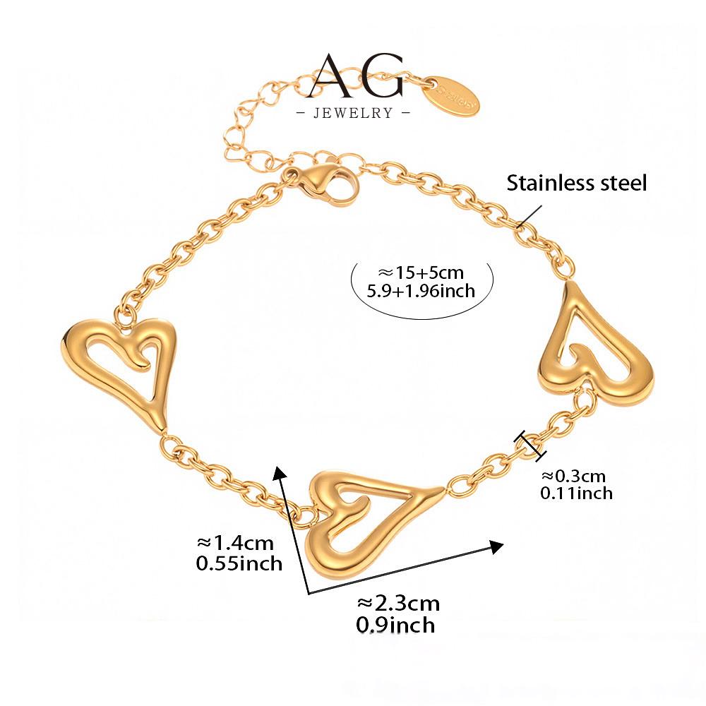 AG Multi Charm Heart Shape Jewelry Set Necklace Bracelet Earrings Romantic Gift Collection AGTXE267