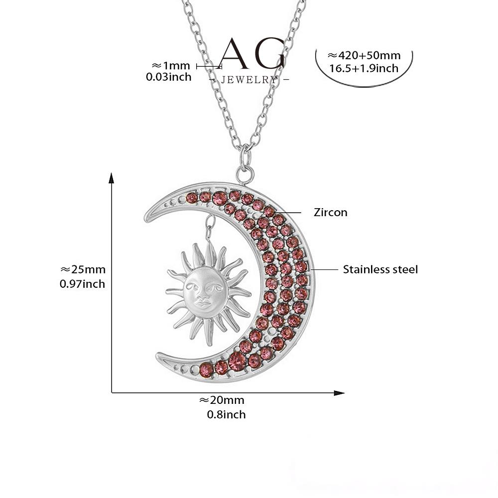 AG Star Moon Handset Zirconia Jewelry Set Necklace Earrings Ring Bracelet Celestial Collection AGTXP228