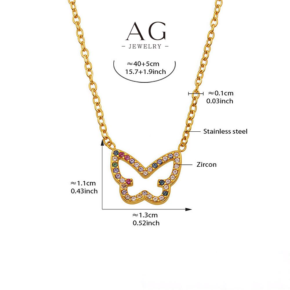 AG JEWELRY Butterfly Pendant Necklace Stainless Steel Nature Inspired Jewelry Gift AGP2000