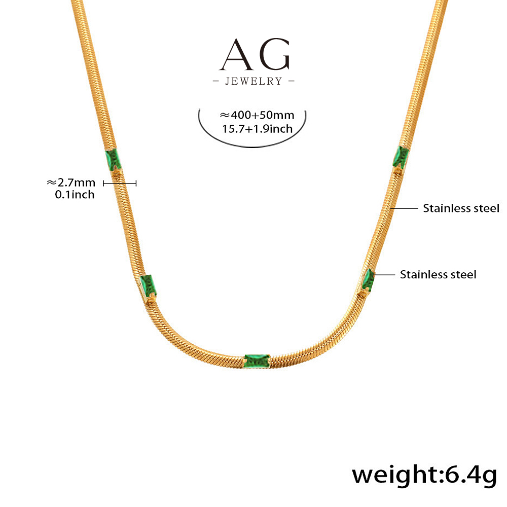 AG White Zircon Pendant Necklace Stainless Steel Ice Sparkle Jewelry AGP140