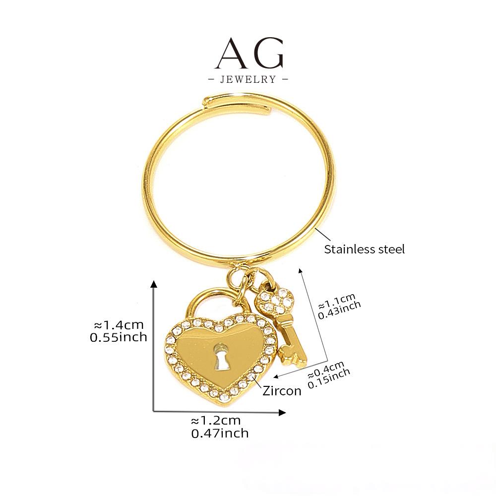 AG Heart And Lock Jewelry Set Necklace Bracelet Earrings Rings Romantic Security Collection AGTXA299
