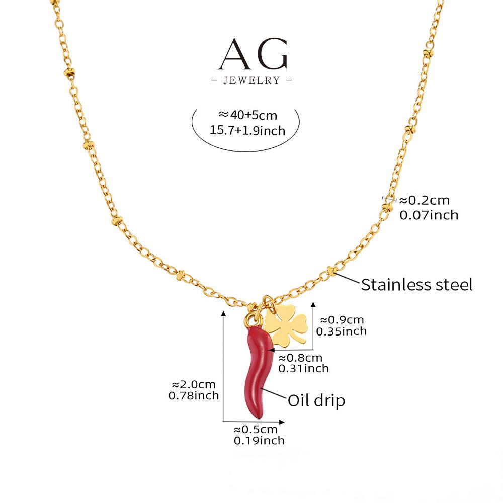 AG Stainless Steel Red Chili Pendant Necklace Bold Fashion Jewelry AGTXP266