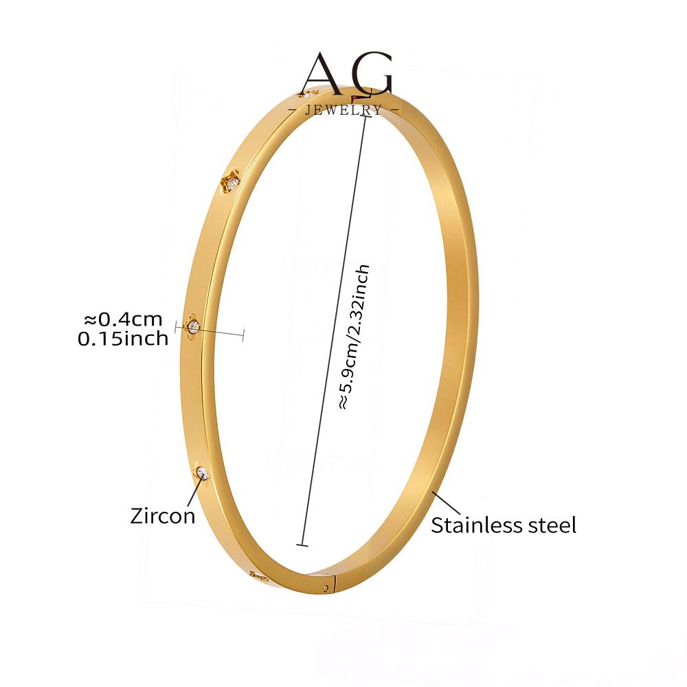 AG Stainless Steel Micro Pave Bangle Minimalist Diamond Jewelry AGZ076