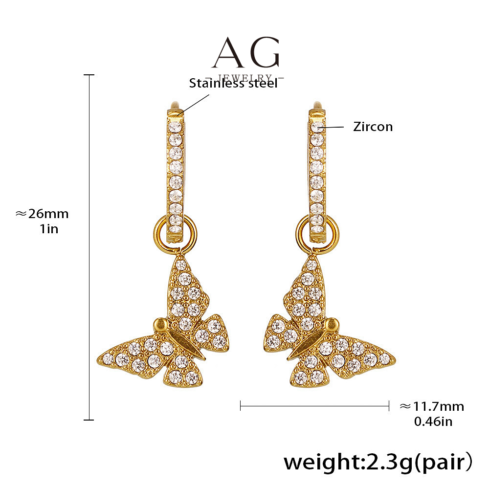 AG Stainless Steel Butterfly Zirconia Ear Crawler Boho Garden Style AGF1684