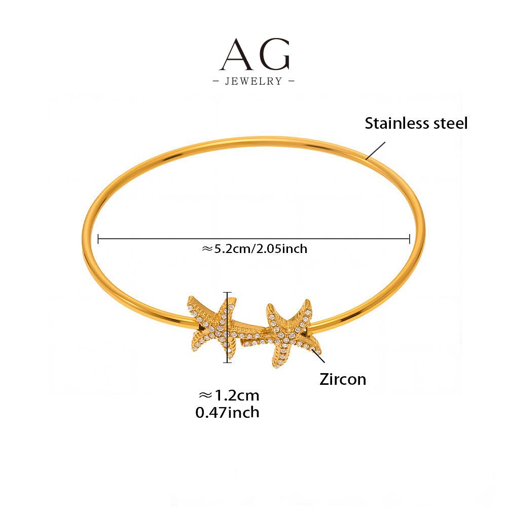 AG Stainless Steel Starfish Bangle Coastal Beach Jewelry AGZ427