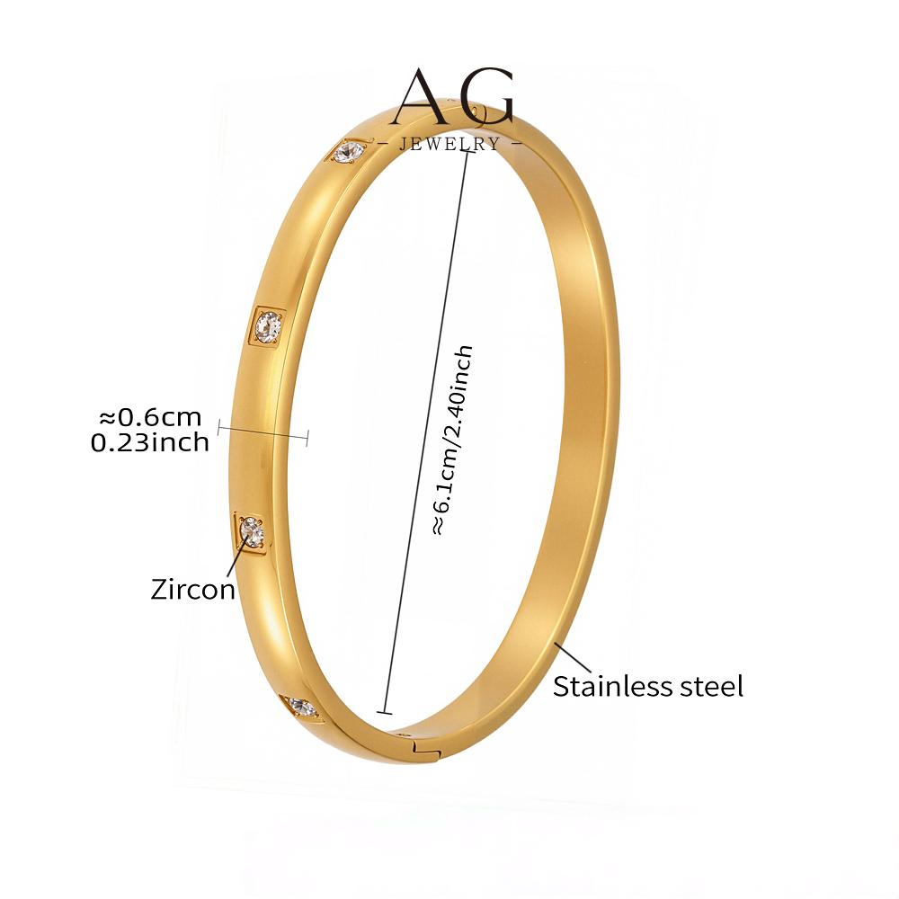 AG Stainless Steel Diamond Circle Bangle Eternal Symbolism Jewelry AGZ194