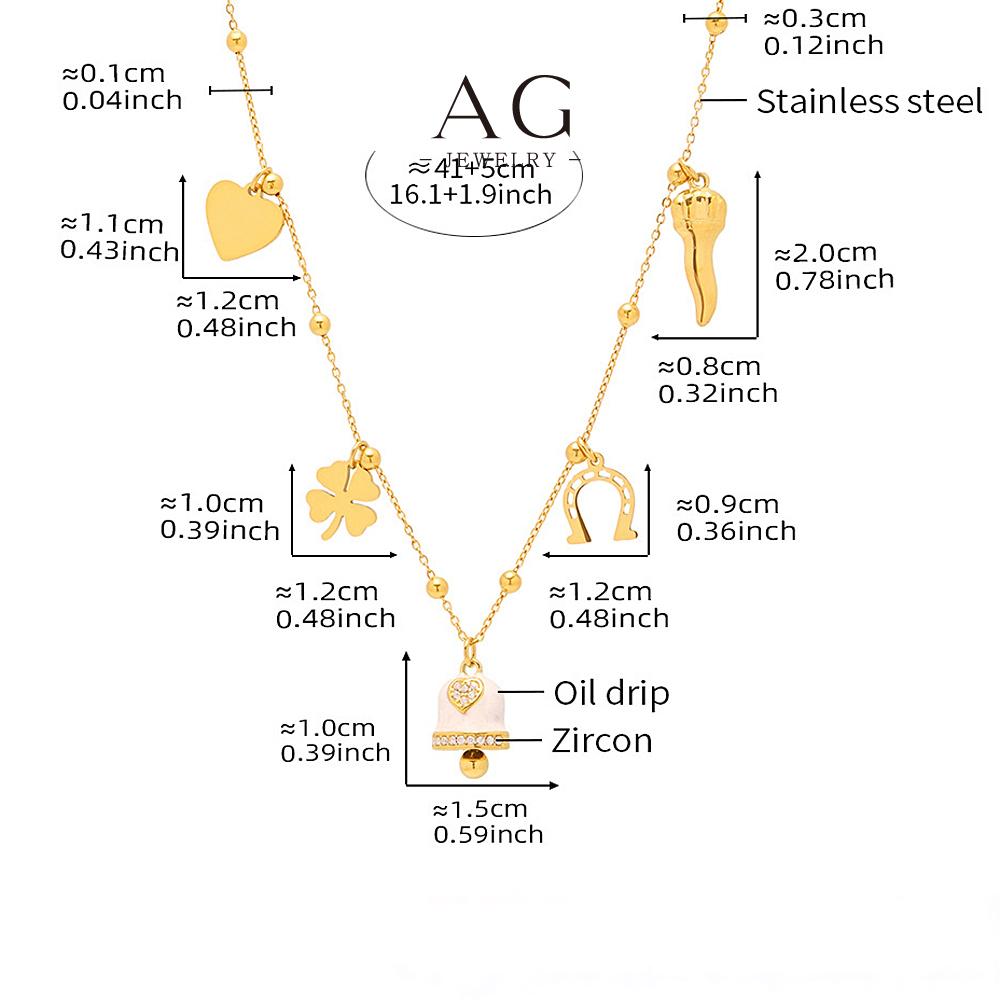 AG Multi Charm Jewelry Set Horsehoe Bell Clover Chili Heart Pendant Collection AGTXP287 