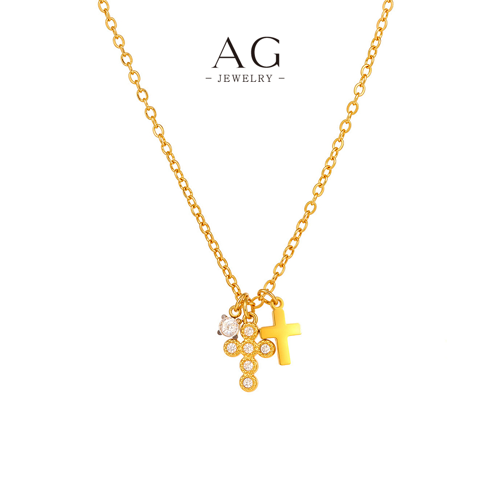 AG Stainless Steel Cross Pendant Necklace Religious Gift For Her AGP1455