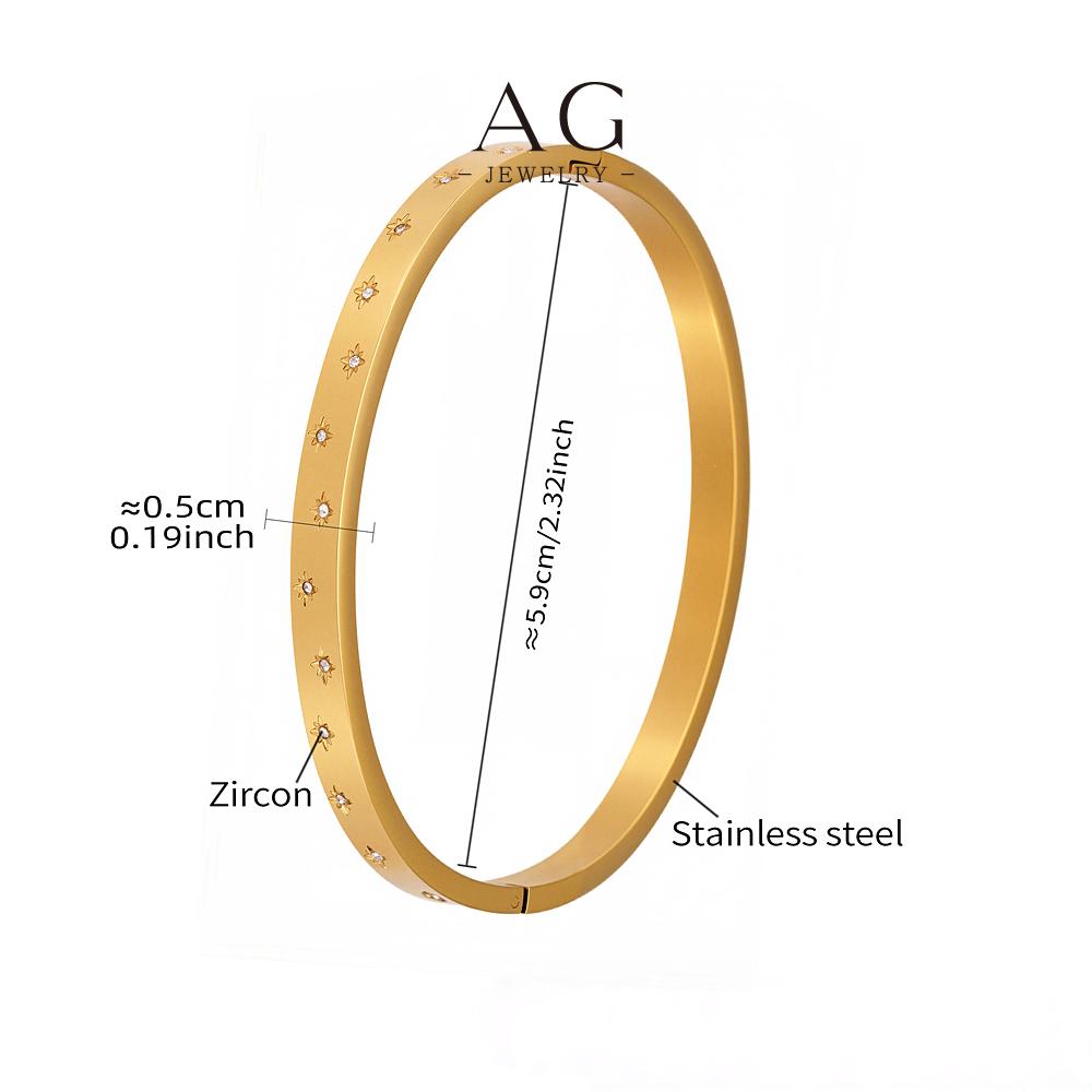 AG Stainless Steel Full Diamond Bangle Wedding Stacking Bracelet AGZ086