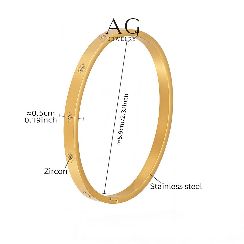 AG Stainless Steel Diamond Accent Bangle Stackable Everyday Jewelry AGZ024