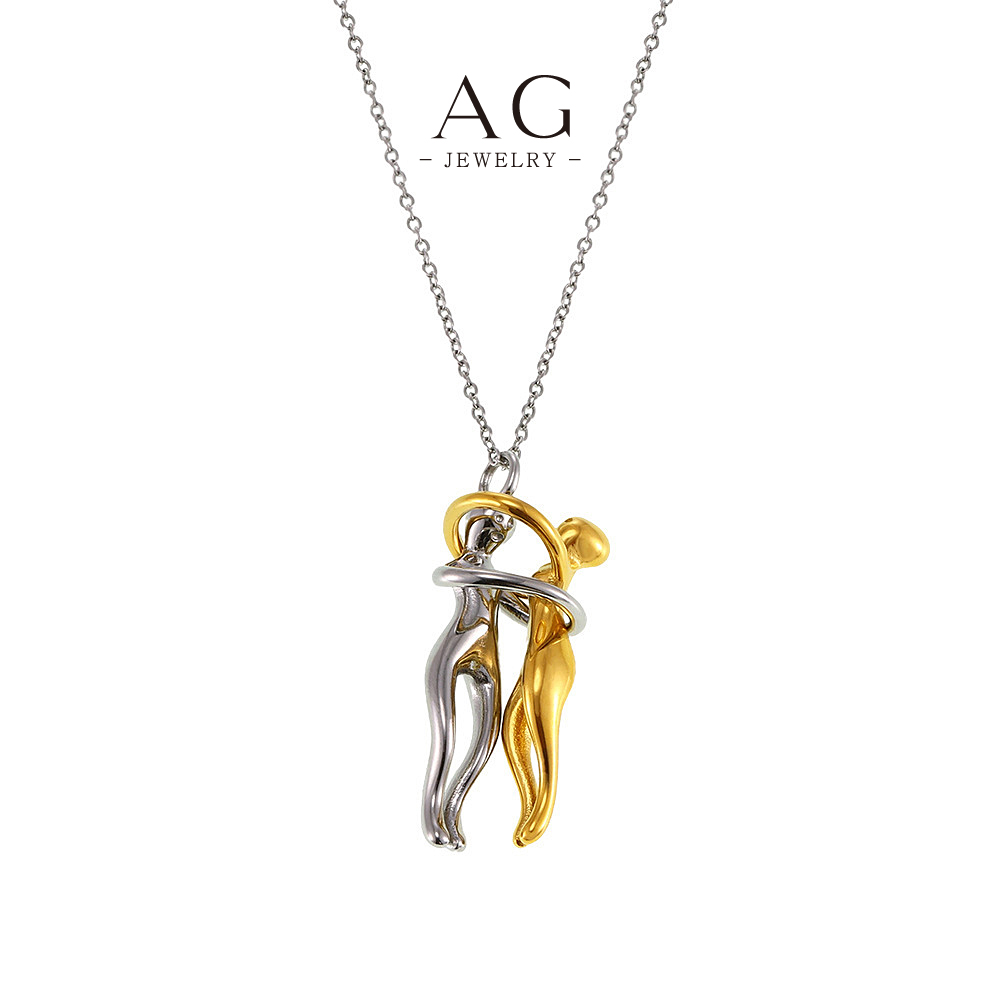 AG Stainless Steel Couple Dance Pendant Necklace Romantic Anniversary Gift AGP2150