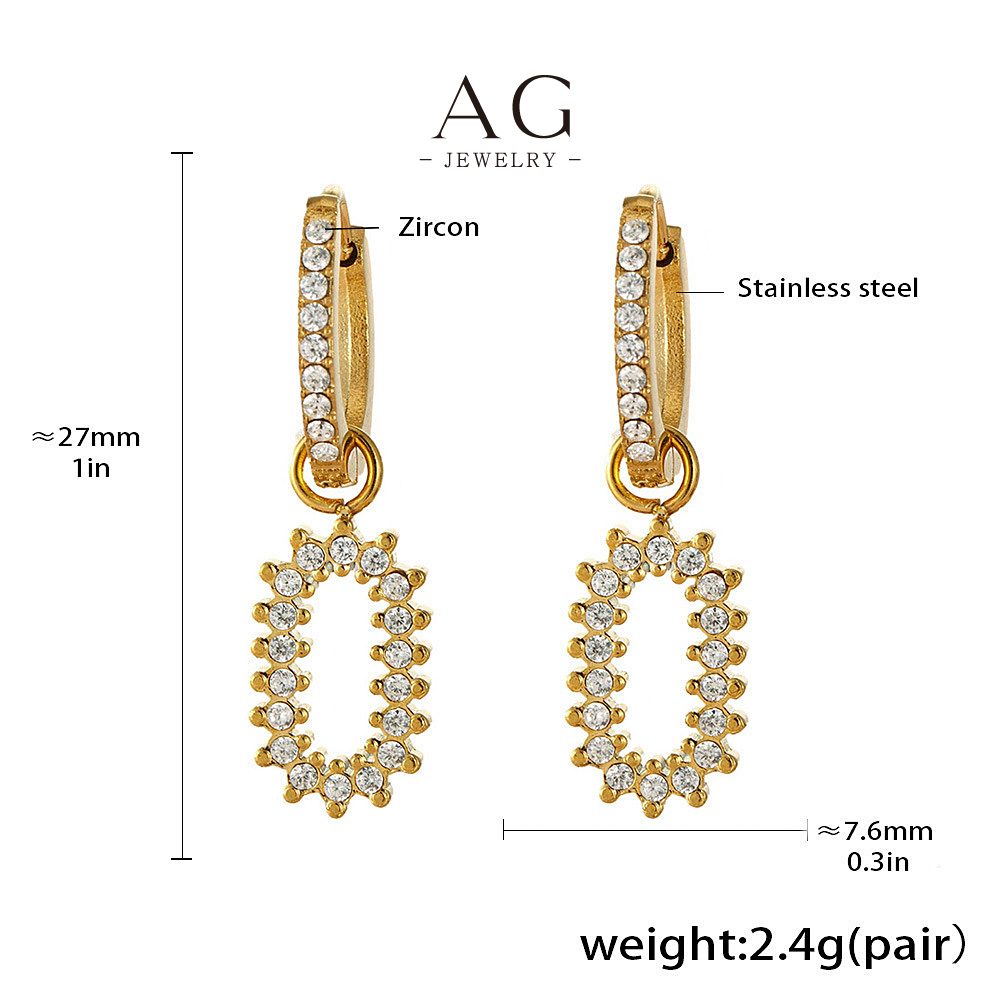 AG Stainless Steel Floral Zirconia Cluster Earrings Nature Inspired AGF1680