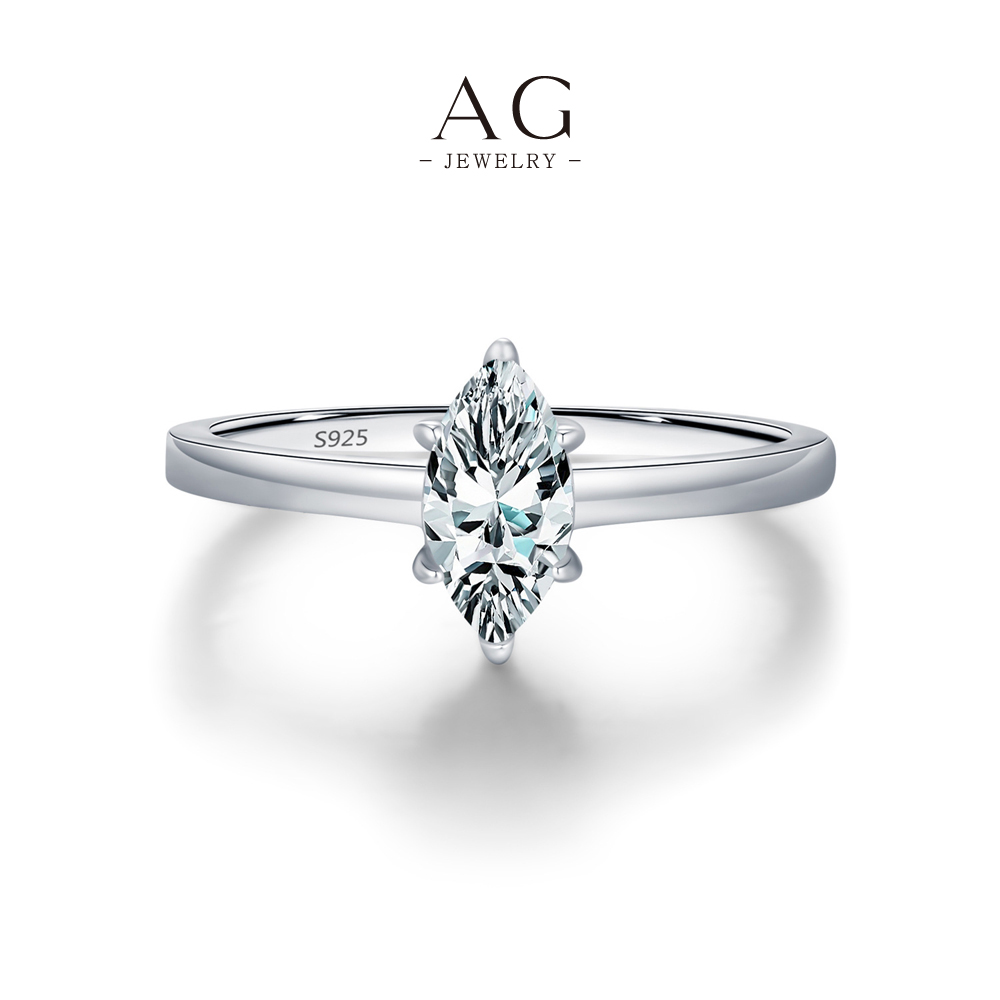 AG Baguette Cut Zircon Ring 925 Sterling Silver Linear Elegance Jewelry AGMSR0112