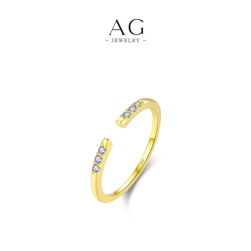 AG Open End Ring 925 Sterling Silver Adjustable Modern Jewelry AGR00018